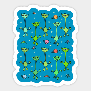 Colorful Aliens in Space Pattern Sticker